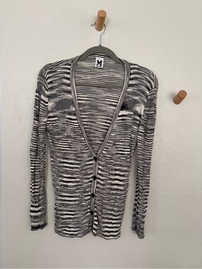 Missoni Black and White Striped Lightweight Cardigan